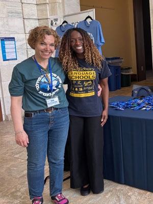 Adi Raz with a School of Hebrew student this past summer.