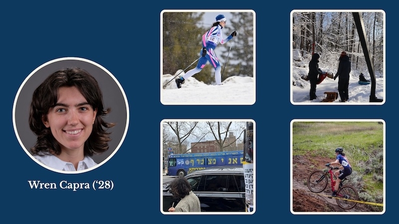 Person skiing, biking, outside