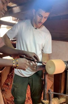Student doing woodworking