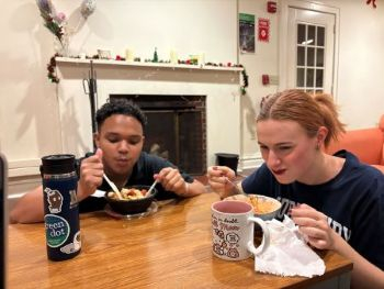 residents eating in dining room