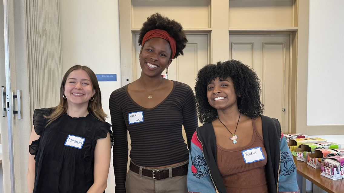 Three student facilitators at Conflict Styles Workshop 