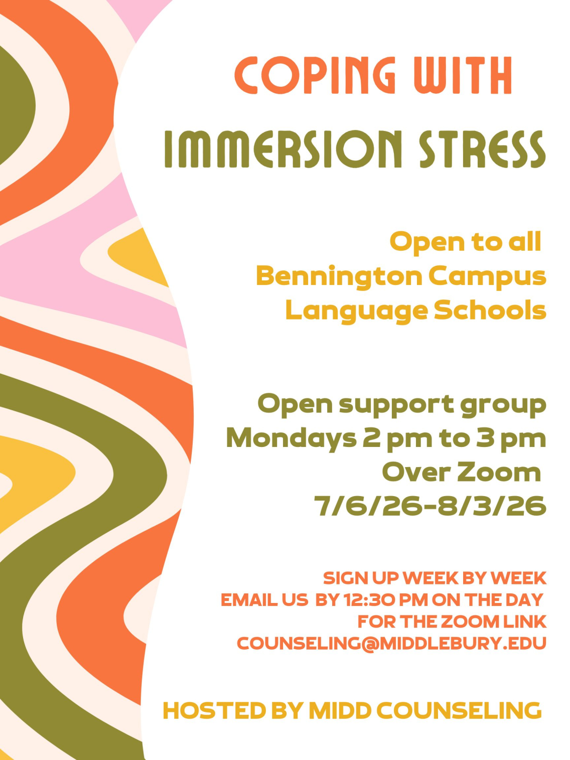 immerson stress bennington zoom group 2026