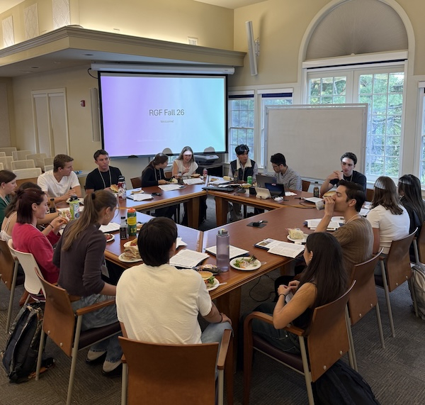 Group of students around a table