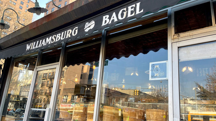 Awning that reads Williamsburg Bagel.