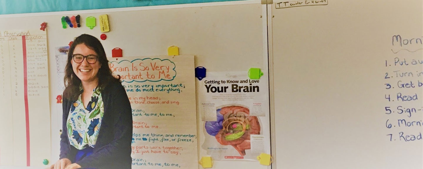 A student teacher in her classroom.