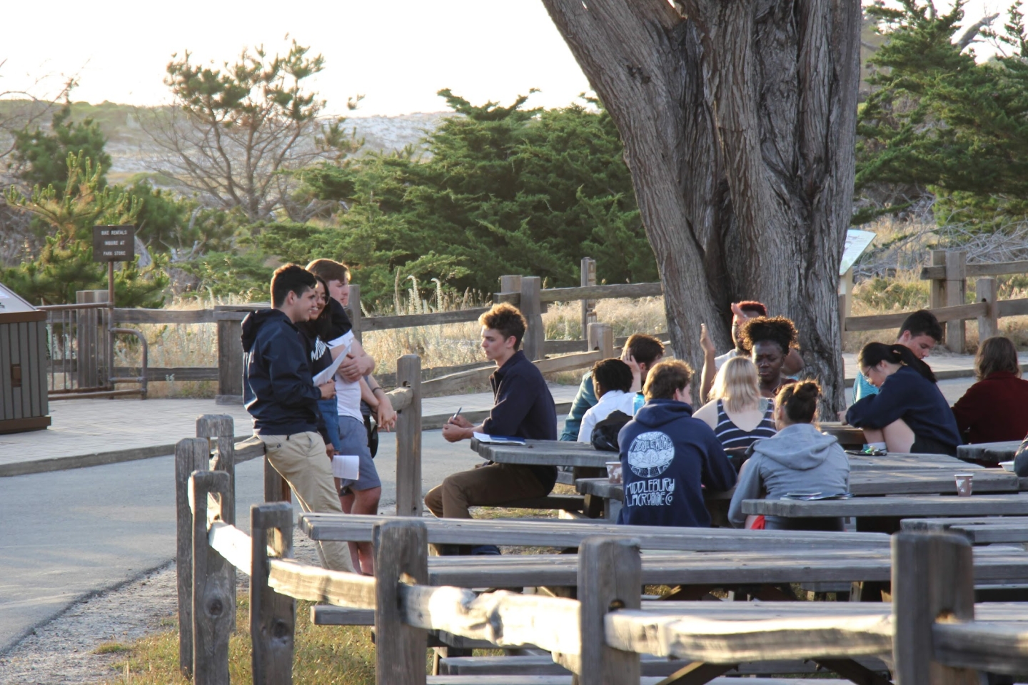 Participants spend time outside meeting one on one with the MiddCORE Mentors. They're using this time to develop their ideas and gain important feedback.