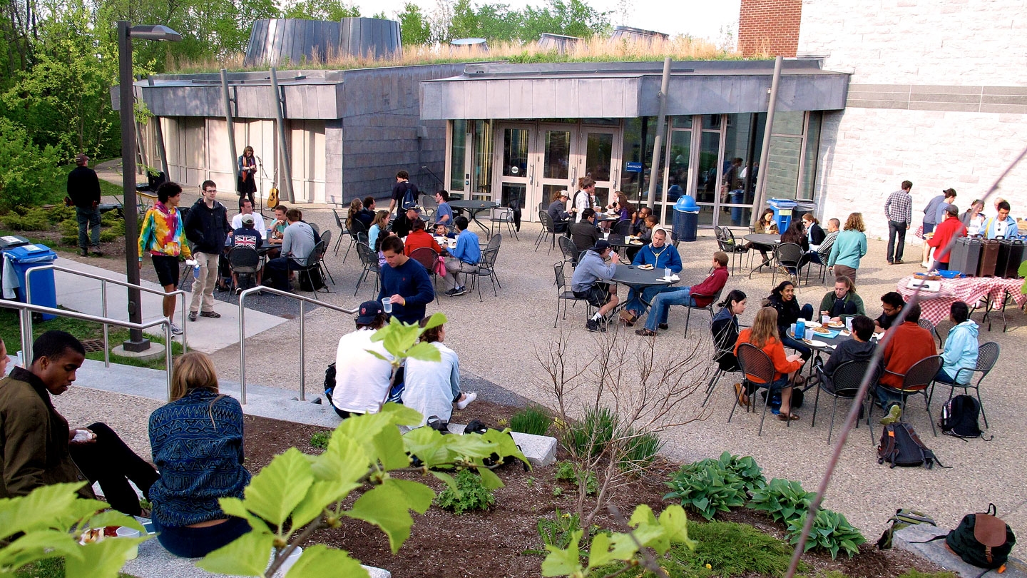 Students during lunch outside Atwater Dining Hall.