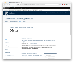 A screenshot of the ITS website's newsroom.