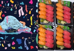 Graphic image for Iluminar Coffee and photo of sushi