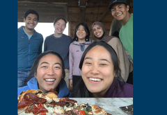 Students Smiling and making pizza