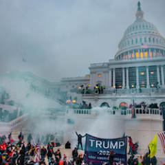 Capitol with protests