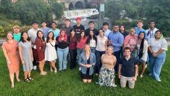 Students from the summer Intro to Data course gather for a photo.