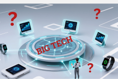 Computer, tech stuff with words "big tech"