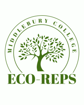 Ecoreps logo with green tree in middle, Middlebury College written above and EcoReps written below