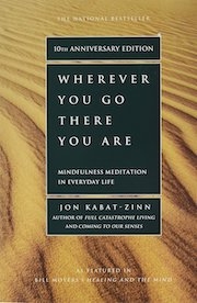 Wherever You Go There You Are by John Kabat Zinn sand background with green text element