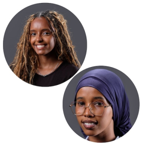 Two women smiling