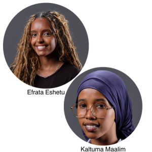two women smiling at camera
