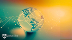 A website background featuring a globe with interconnected points.