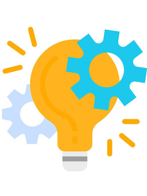 Illustration of lightbulb and gear