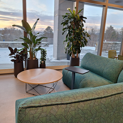 couch with view of sunset