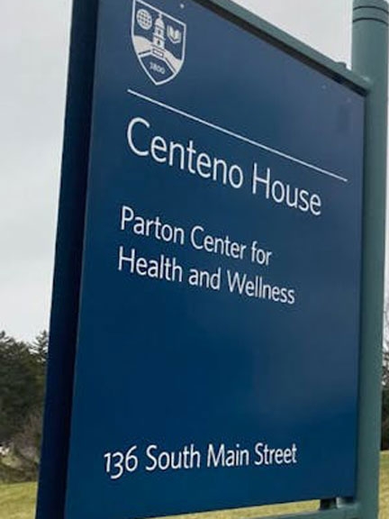 Sign for Centeno House and the Health Center