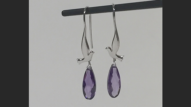 amethyst and silver drop earrings