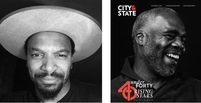 two black and white portraits of smiling Black men