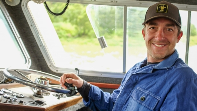 Nick Rahaim in his boat