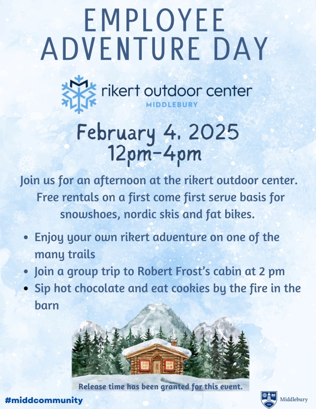 Flyer explaining employee event for adventure day at Rikert