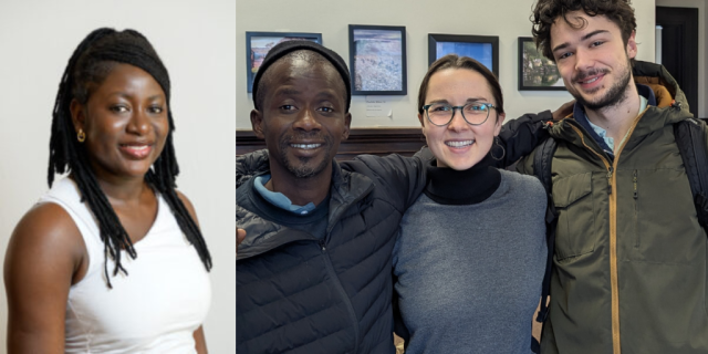 A collage of two photos showing the 2025 Projects for Peace grantees from Trinity College - Benedicte Baile and Alexander Cacciato. 