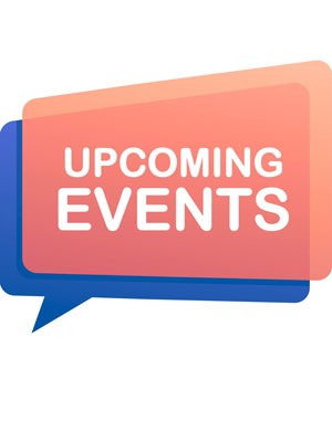 Illustration of a thought bubble that says Upcoming Events