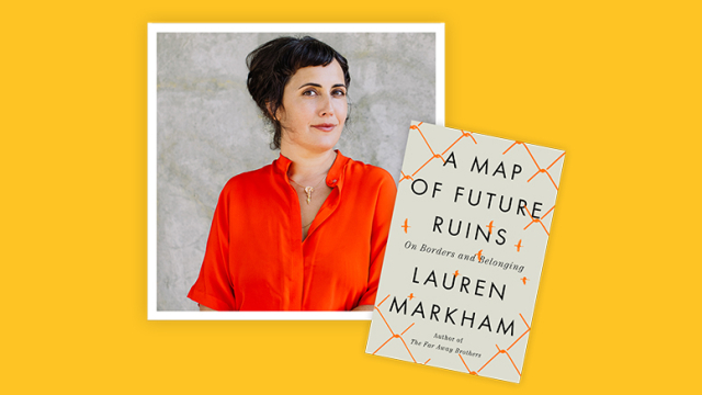 Portrait Lauren Markham ’05 next to her newest book