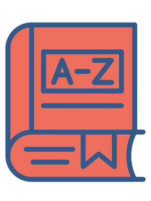 An illustration of a book cover with the letters A-Z on it.