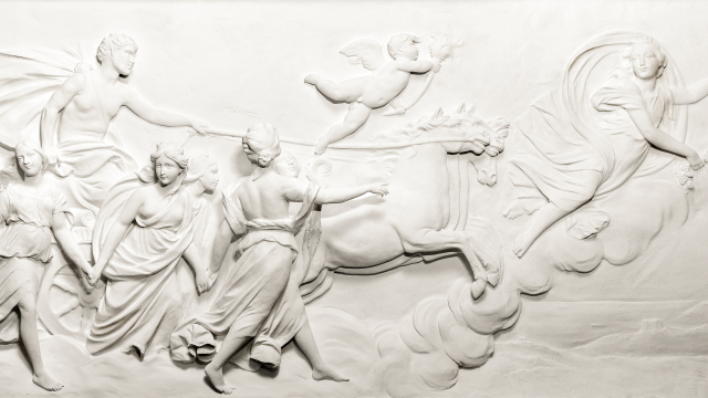 Photo of plaster relief restored by students