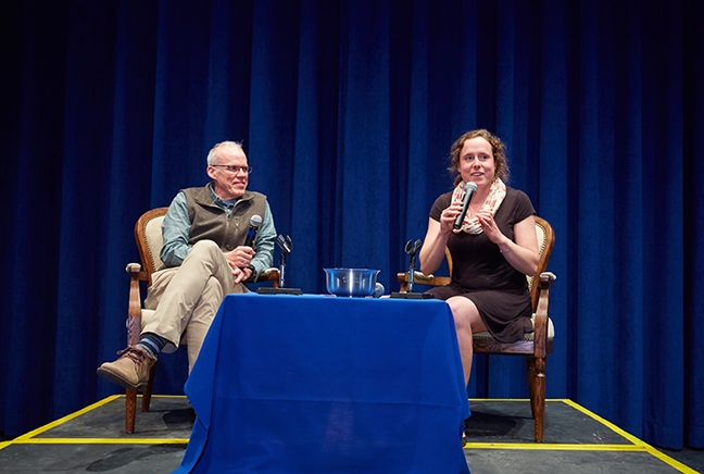 Photo of Vision Award winner 2019 Bill McKibben with Jeannie Bartlett '15