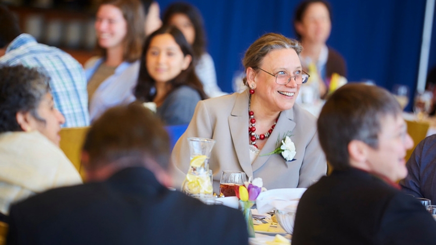 President Laurie Patton speaks at a Public Service Leadership Awards event.