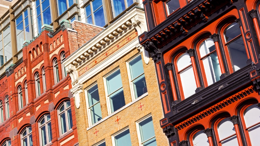 A view of an apartment building in the DC area.