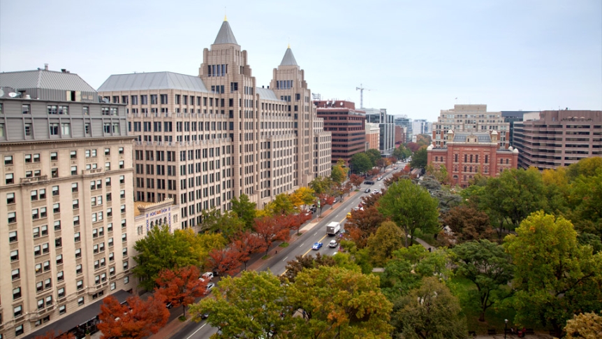 A view of the neighborhood from the office at 1400 K Street.