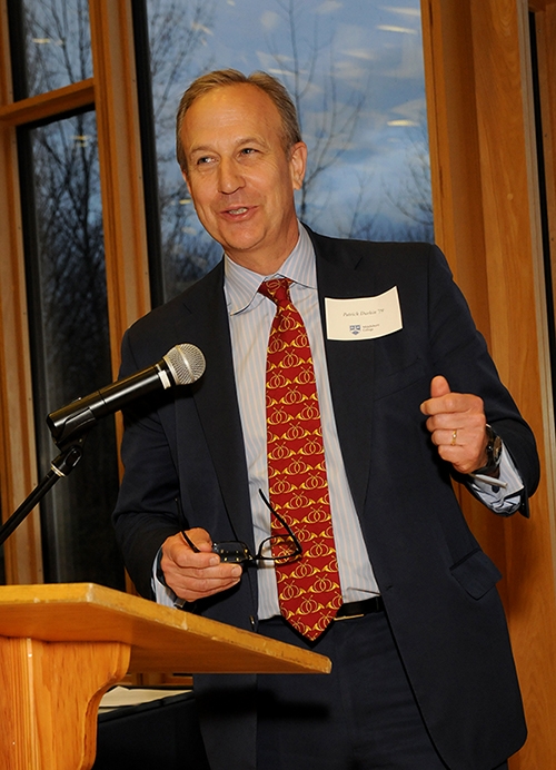 Patrick Durkin addresses Public Service Leadership Award ceremony attendees in 2018.