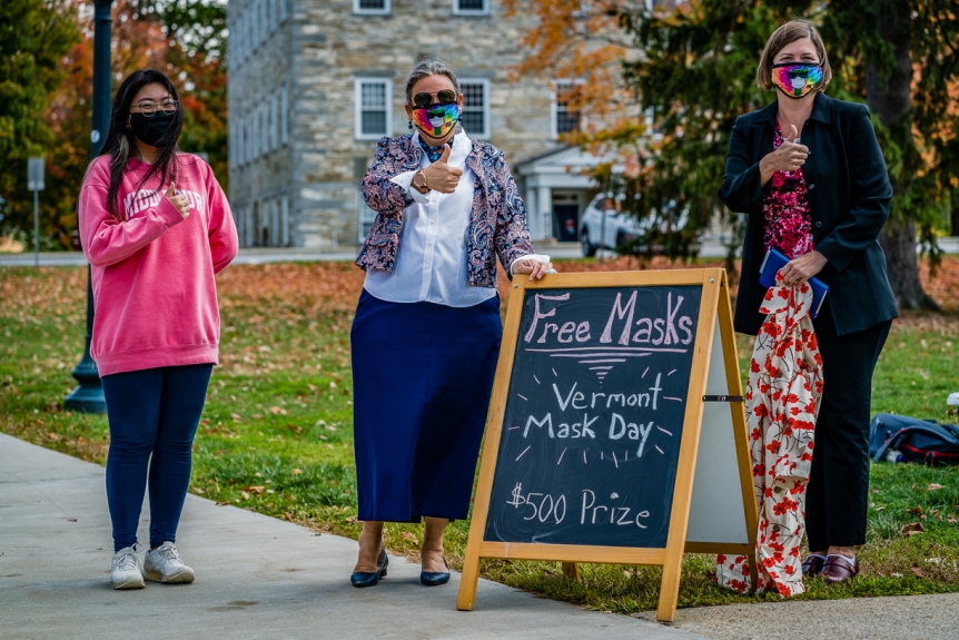 President Patton at Vermont Mask Day event on campus