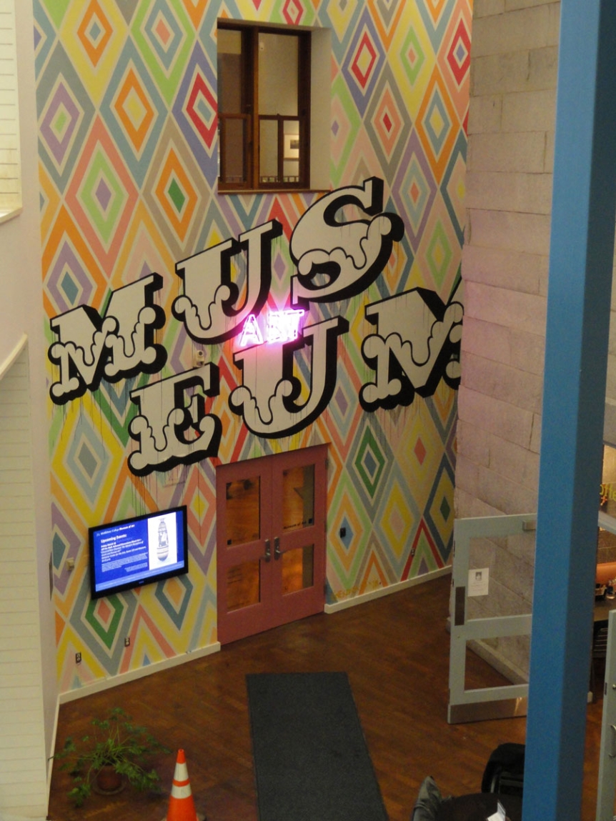 In the spring of 2015 London based street and graffiti artist Ben Eine, during a week-long residency at the Museum of Art, reimagined the museum’s lobby entrance.