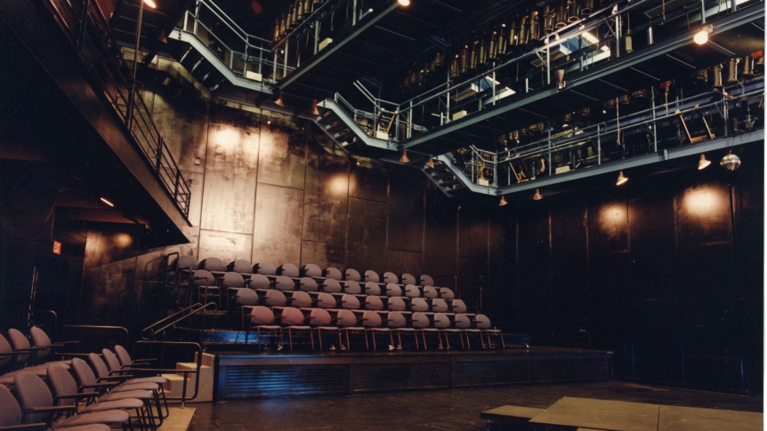 The Seeler Studio Theatre is a modern black-box theatre with flexible seating for up to 165 audience members, a full catwalk system, and a fully-equipped shop adjacent to it. 