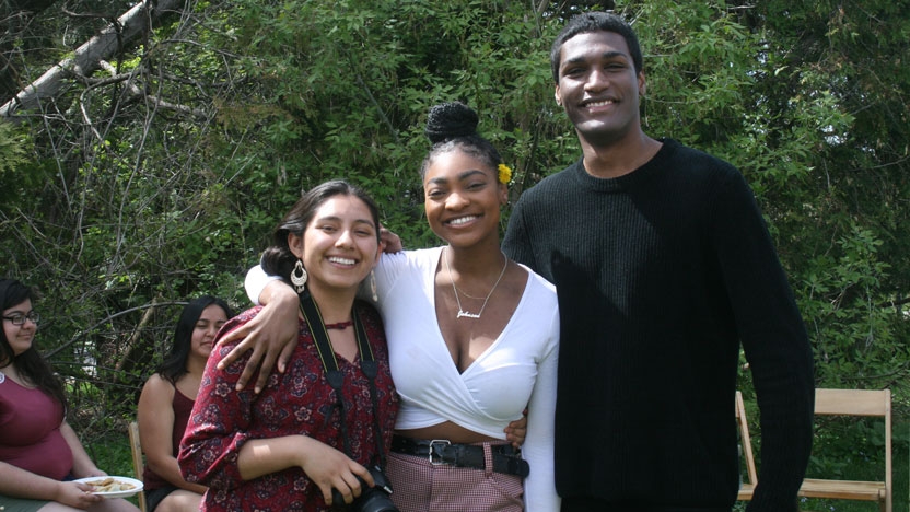 Students celebrate the end of the school year at the Feminist of the Year Awards ceremony.