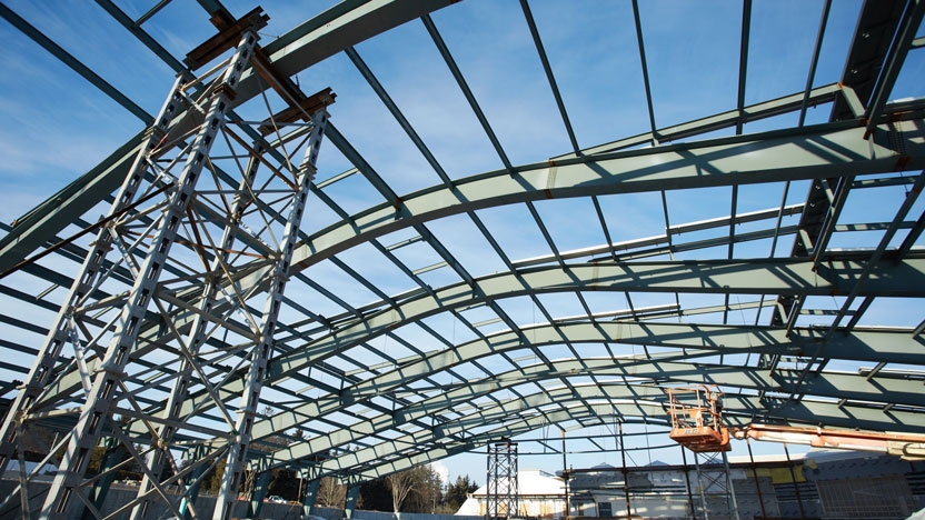 A the athletic center under construction.