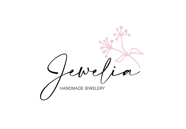 Logo Jewelia Jewelry featuring cursive script and pink flowers