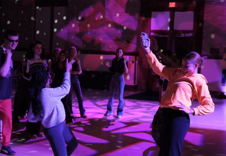 Students dancing to hip hop music in McCullough