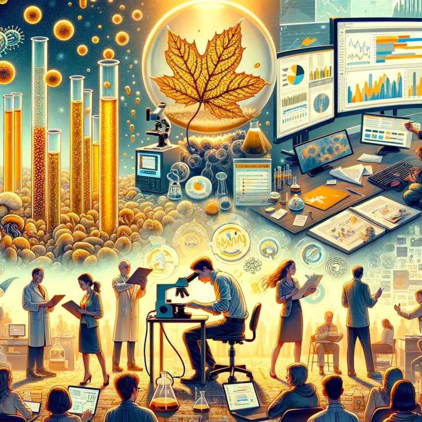 Artistic illustration of people using data for different projects