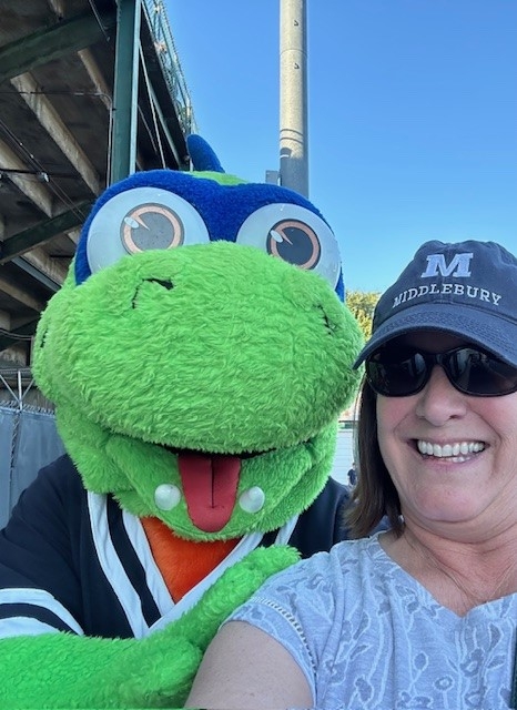 Employee taking a selfie with Champ