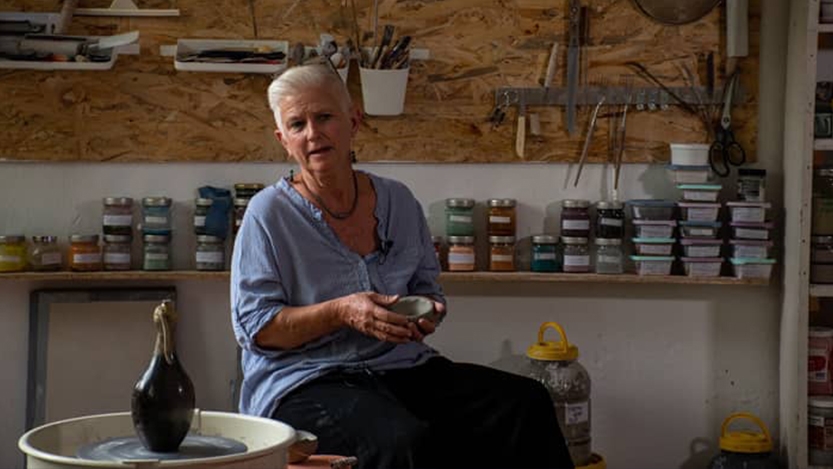 Christine Willis in her pottery studio