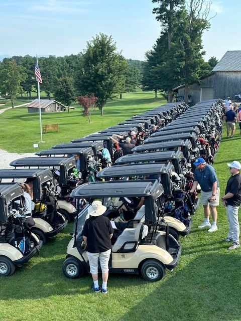Golf Carts lined up ready for the start